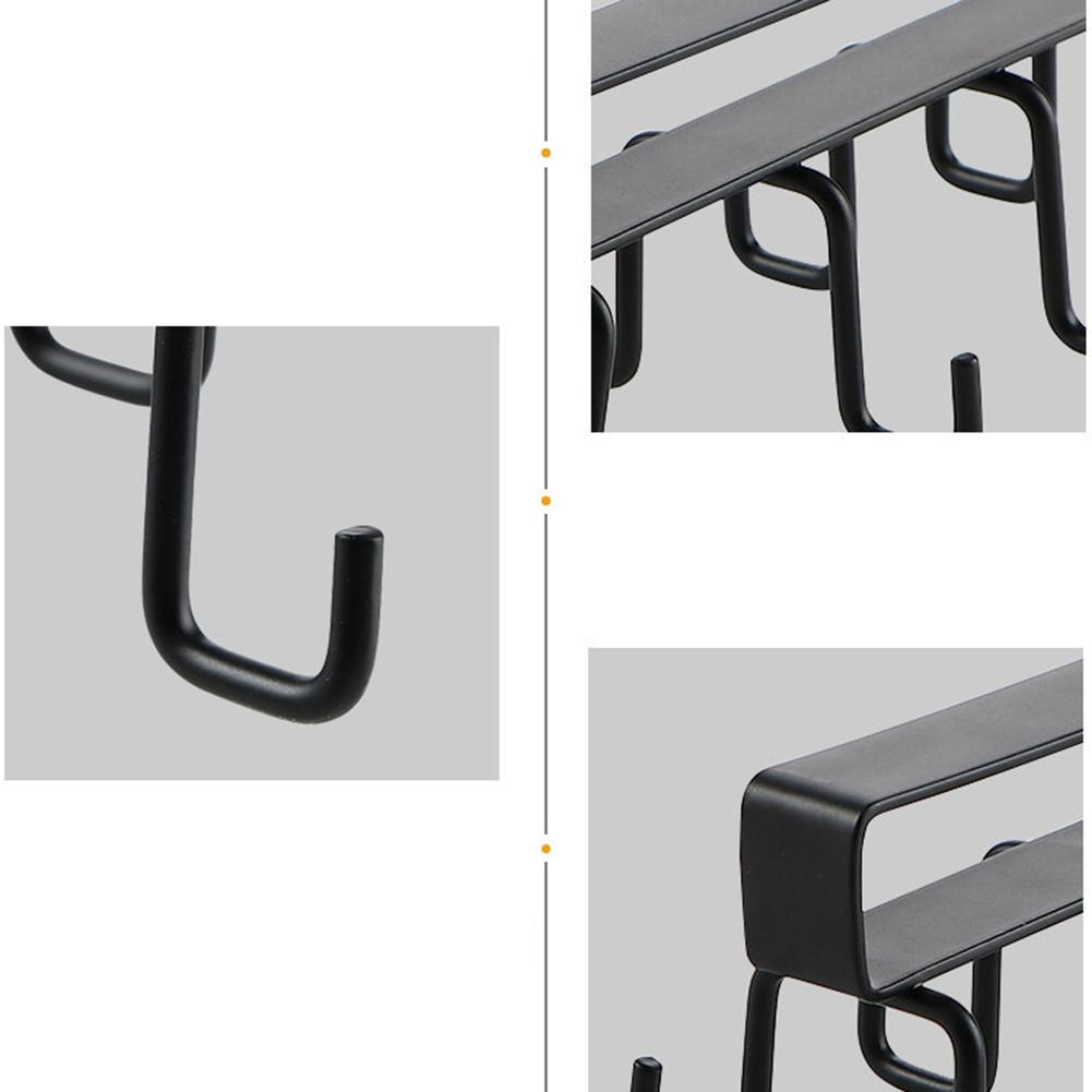 1Pcs Multi-Hook Kitchen Utensil Rack Organizer Below Cabinet Cup Rack Organizer Wall Mounted Cup Spoon Holder For Kitchen