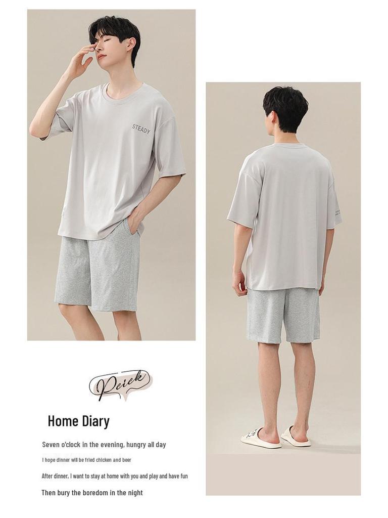 Men's Plus Size Modal Pajama Set: Summer Short-Sleeve Top & Shorts, Cool & Lightweight for Teens and Adults