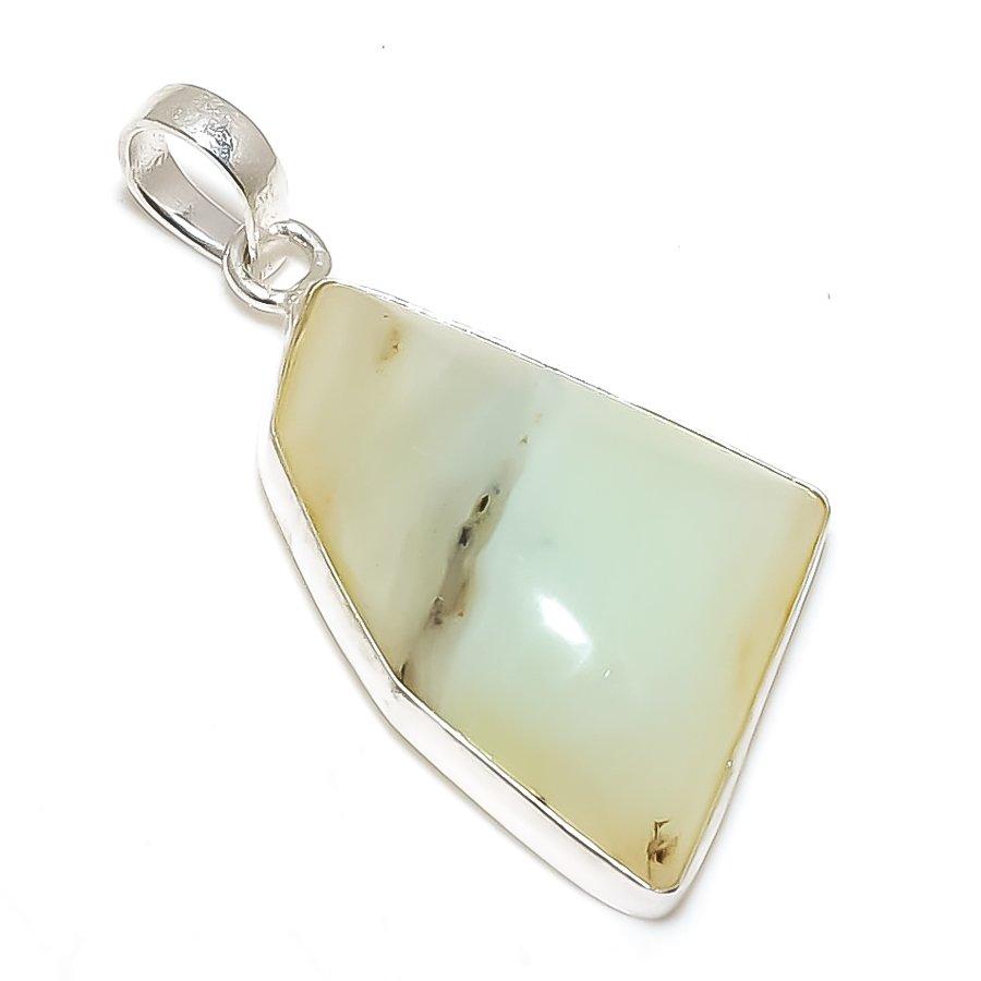Chrysoprase Gemstone Handmade 925 Steling Silver Jewelry Pendant 1.89" SU-9623
