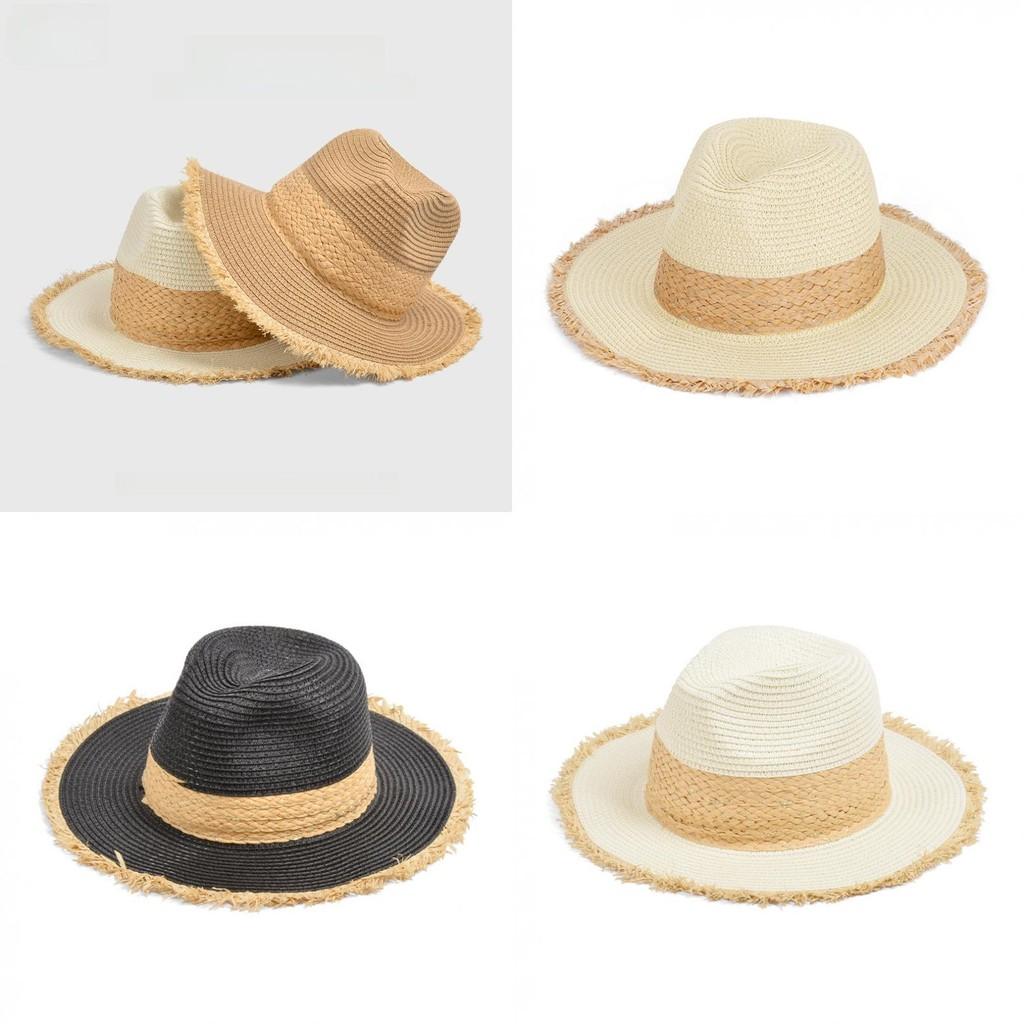 Summer Panama Hat With Wide Brim For Beach And Outdoor Sun Protection