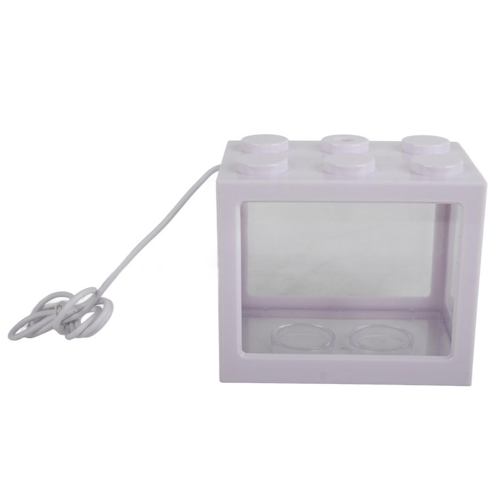 Mini-Größe Mini-Aquarium Mikrolandschaft Kunststoff USB LED-Licht Dekolicht Überlagertes Design Desktop-Aquarium