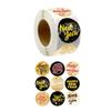 500 Counts Happy New Year Sticker Round Sealing Sticker for Christmas Card Letter Envelope Self-Adhesive Wrapping Labels