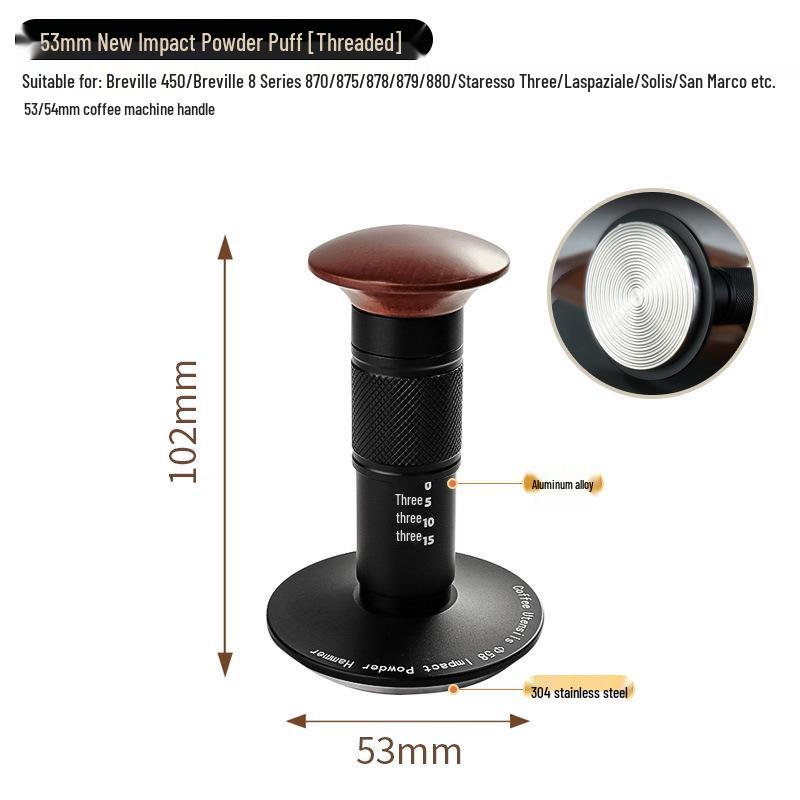 Impact Powder Hammer Coffee Tamper with Balanced Springback - Available In 51/53/58mm