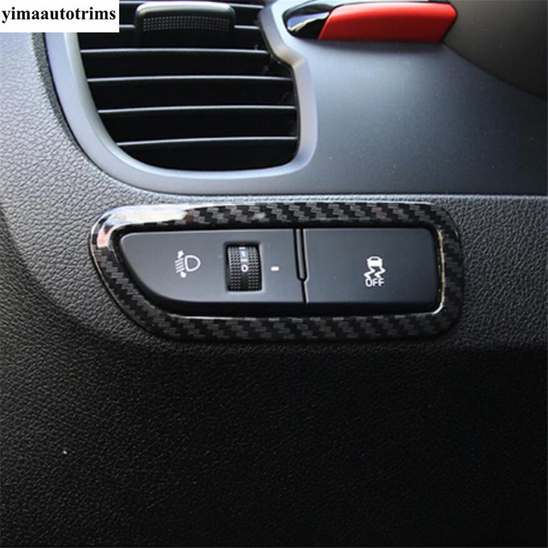 Gearbox Water Cup Holder Window Lift Button AC Vent Outlet Cover Trim Carbon Fiber Accessories For Kia Rio 4 X-line 2017 -