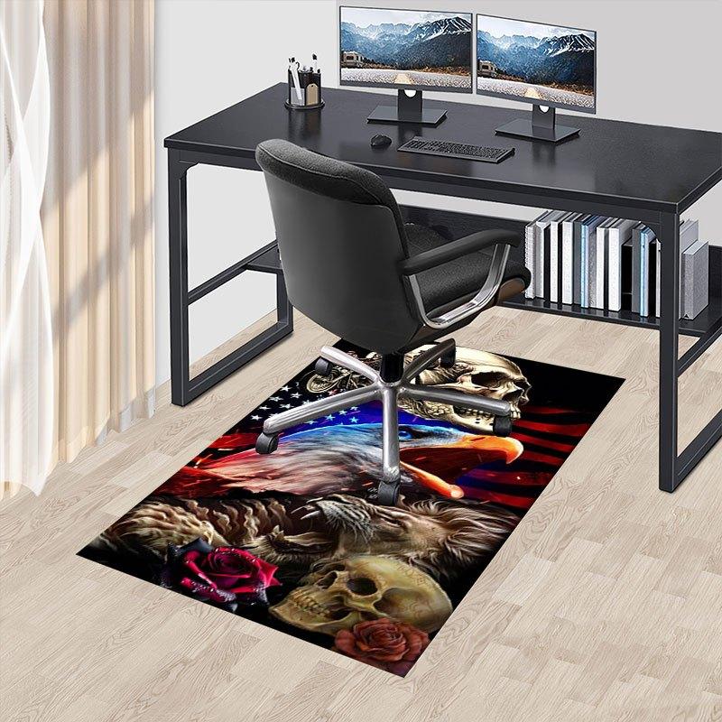 "American Spirit: Eagle, Lion, Motorcycle Biker Art Print"Office Mat Home Decor Office Desk Chair Carpet for Office Ph118