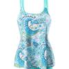2024 European & American Flat-Leg Tankini Swimsuit Print Conservative Women's Swimwear