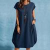 Damenkragen Kurzarmkleid einfarbig locker Sommer Freizeitrock
