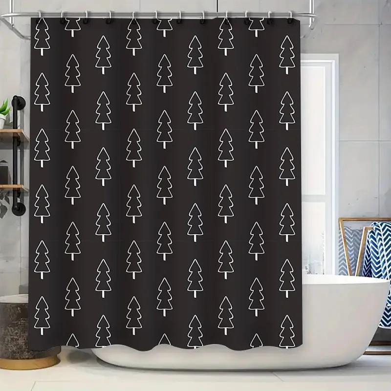 

Classic Christmas Tree Shower Curtain Bathroom Decor Waterproof Printing Polyester Fabric W60H190(CM)-1 Pcs