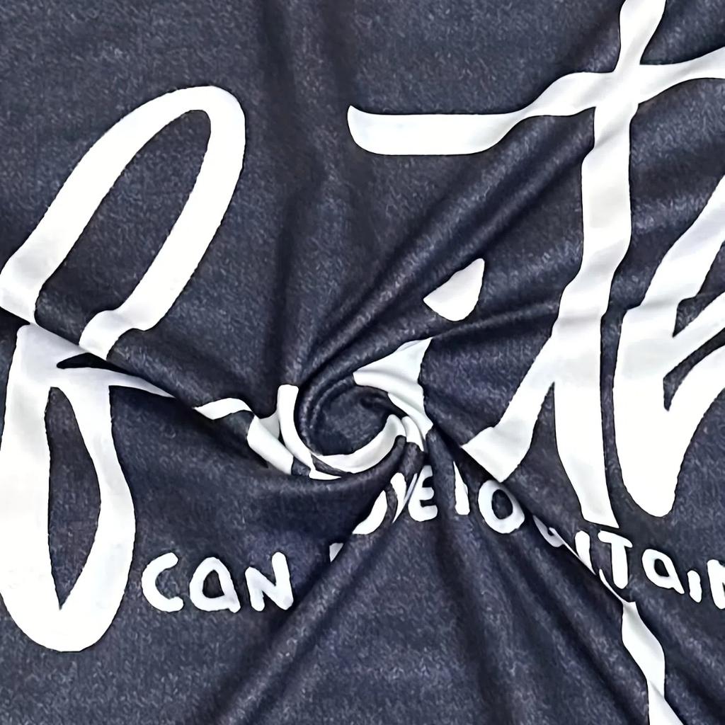 Plus Size Casual Tops, Women's Slogan Printed Long Sleeve Crew Neck Tops