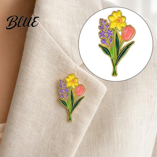 Alloy Flower Brooch Zinc Pin Colorful Shape Lapel Smooth Polished