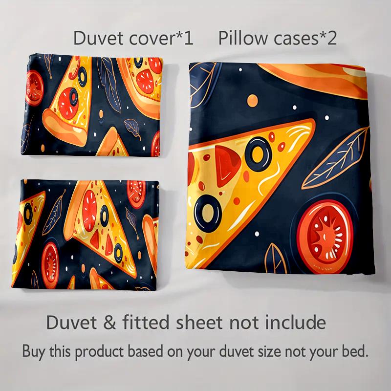 Pizza-themed design. Bedding Duvet cover sets Duvet covers Pillowcases gifts (1 * Duvet Cover 2 * Pillowcases, without duvet insert)