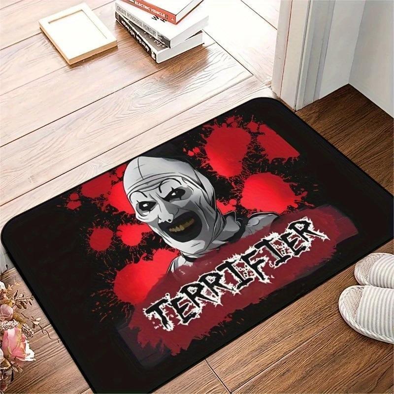 Horror Clown Movie Characters Rug Blood Splatter Pumpkin Print Carpet Mat Non-Slip Home Decoration Indoor Halloween Floor Mats