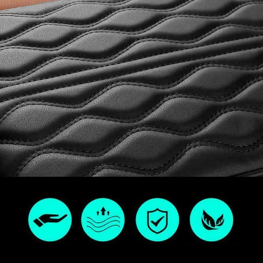 PU Leather Car Armrest Mat Wave Embroider Center Console Pad Arm Rest Protection Cushion Auto Armrests Storage Box Cover Pad
