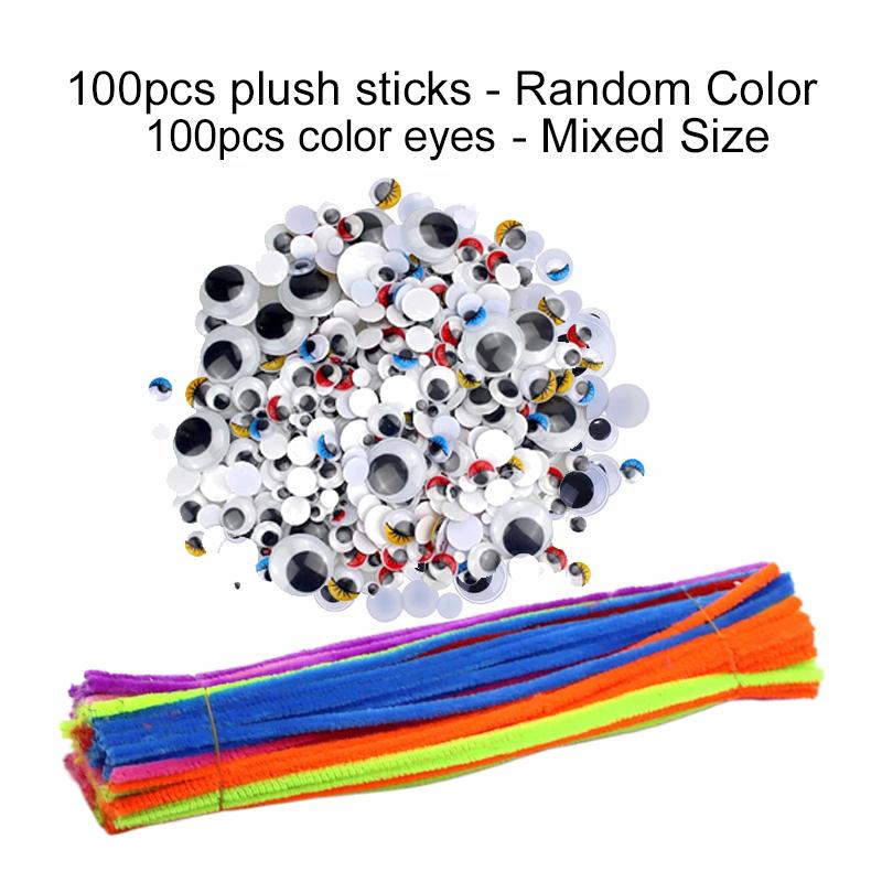 DIY Handicraft Materials Plush Stick / Pompoms / Wiggle Eyes Color Household Handicrafts Supplies Handmade Accessories TMZ