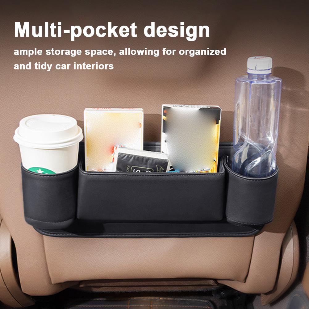 Organizer per sedile posteriore per auto Borsa portaoggetti multifunzionale per schienale in pelle Portabottiglie per sedile posteriore
