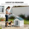 Plastic Weather-Resistant Dog House, for Indoors and Outdoors, Medium Dogs - White and Blue