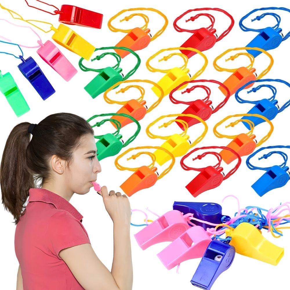 5/12pcs Assorted Color Plastic Whistles with Lanyard for Sports, Referee, Party Favors, Emergency Survival, School Events YMY