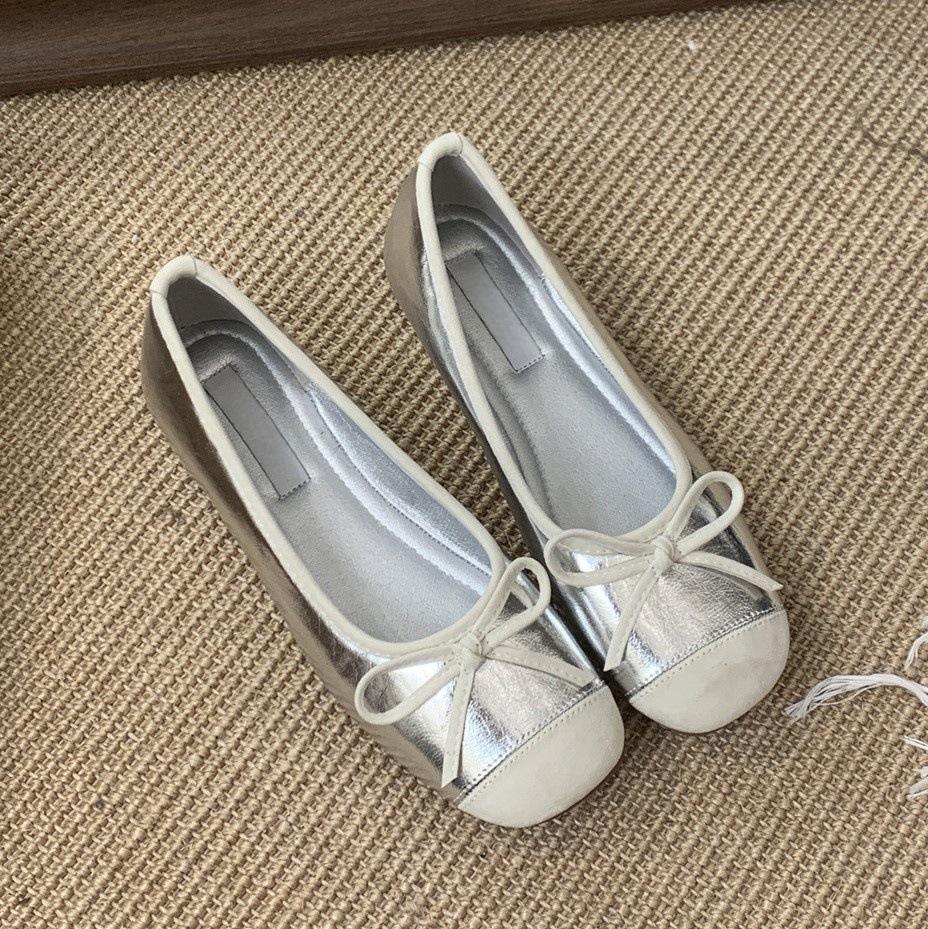 Inner height increase red single shoes women's spring new shallow mouth ladyshoes gentle retro casual thick sole one pedal Doudou shoes