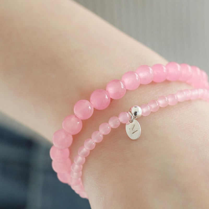 Modernes Silber 925 rosa Amethyst Edelstein Armband 6mm