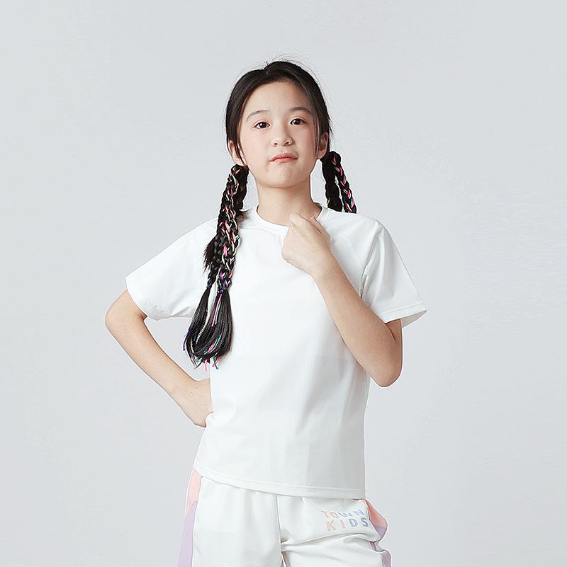 Summer Korean Version of Children's Clothing New Boys Sports Short Sleeve Big Children Speed Dry Ice Silk Top Girls Short Sleeve T-shirt