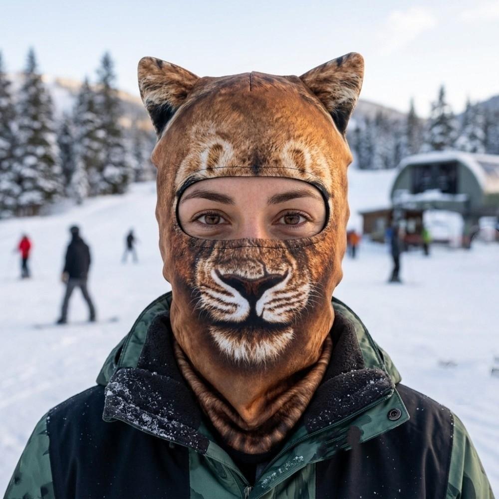 Soft Elastic Fabric Animal Face Ski Mask Vivid Animal Prints Animal Prints Mask  Outdoor Activities