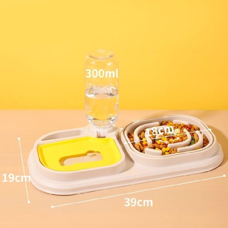 Pet Double Bowl Slow Feeder for Food & Water Feeding Chock Proof Dog Feeding Bowl Cats Water Food Feeder Treat Dishware