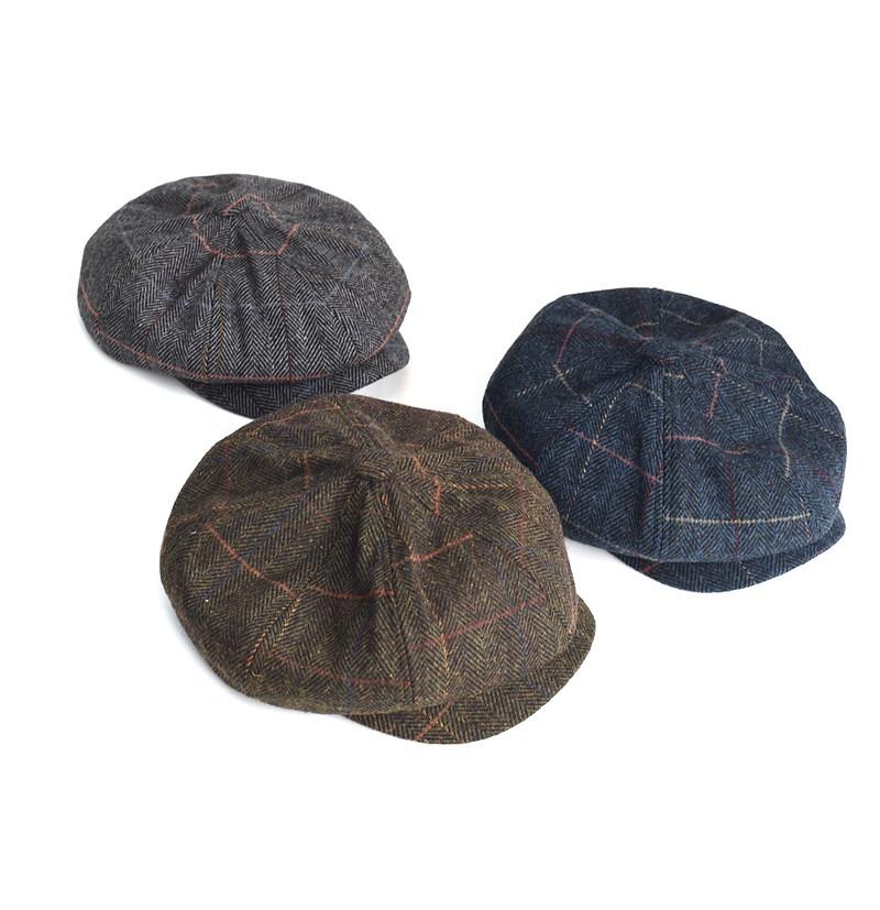 Wool Newsboy Hat Men's Razor Party Peaky Blinders British Retro Octagonal Hat Autumn and Winter Warm Beret