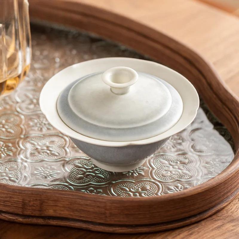70ml Kiln Fambe Glaze Handmade Cover Bowl Chinese Style High-end Hat Gaiwan Ancient Tea Tureen Tea Maker Tea Items Decoration