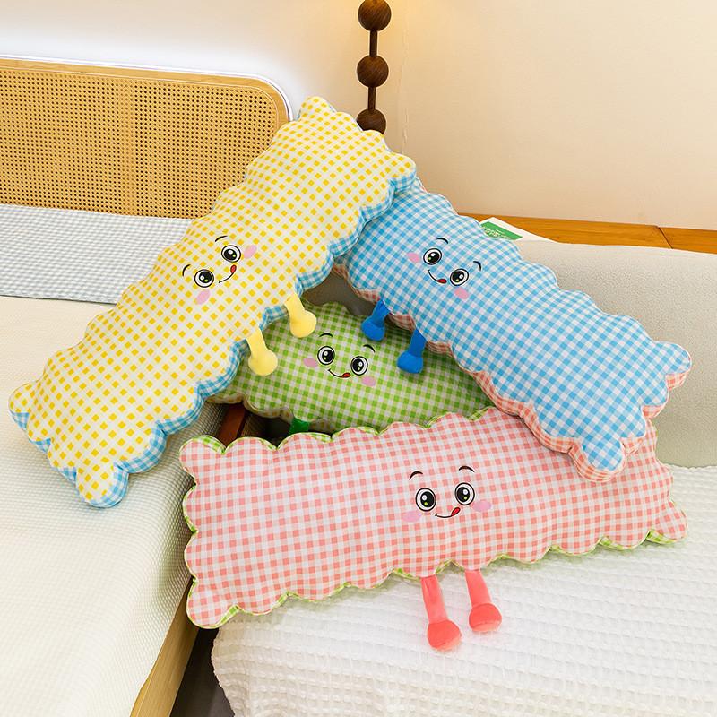 Plush Bubble Grid Cookie Long Pillow For Bedroom And Side Sleepers