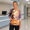 Women's V-Neck Costume with Pockets Halloween Print Side Slit 3/4 Sleeve Top for Cosplay Party