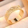 Simple Inlaid White CZ Flower Women's Ring Classic Gold Color Hand Carving Daily Wear Party Jewelry Anniversary Gift