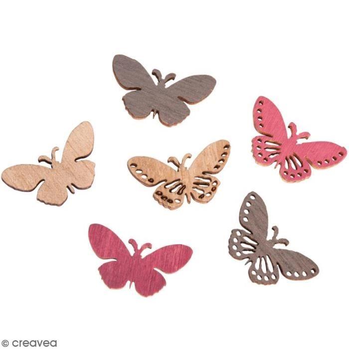 Wooden Miniatures - Lace Butterflies - 3 Colours - 2.5 X 1.2 Cm - Rayher