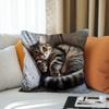 1Pc Modern Cat Pillow Cover, 18X18 Inches, Machine Washable, Zipper Polyester Pillow Cover, Suitable For Home, Living Room, Sofa