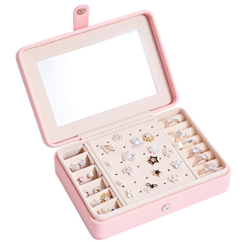 Portable PU Minimalist Jewelry Box for Studs and Rings - Multifunctional Storage Box