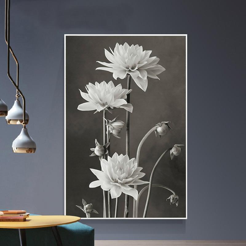 3PCS Black and White Beautiful Flower Canvas Painting Nordic Minimalist Posters Living Room Interior Wall Art Picture Home Decor