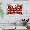 2D Flat Decorative Signs & Plaques1pc Vintage "Boy Cave No Girls Allowed Except Mom" Metal Aluminum Sign - 12X8 Inch - Retro Wall Decor for Game