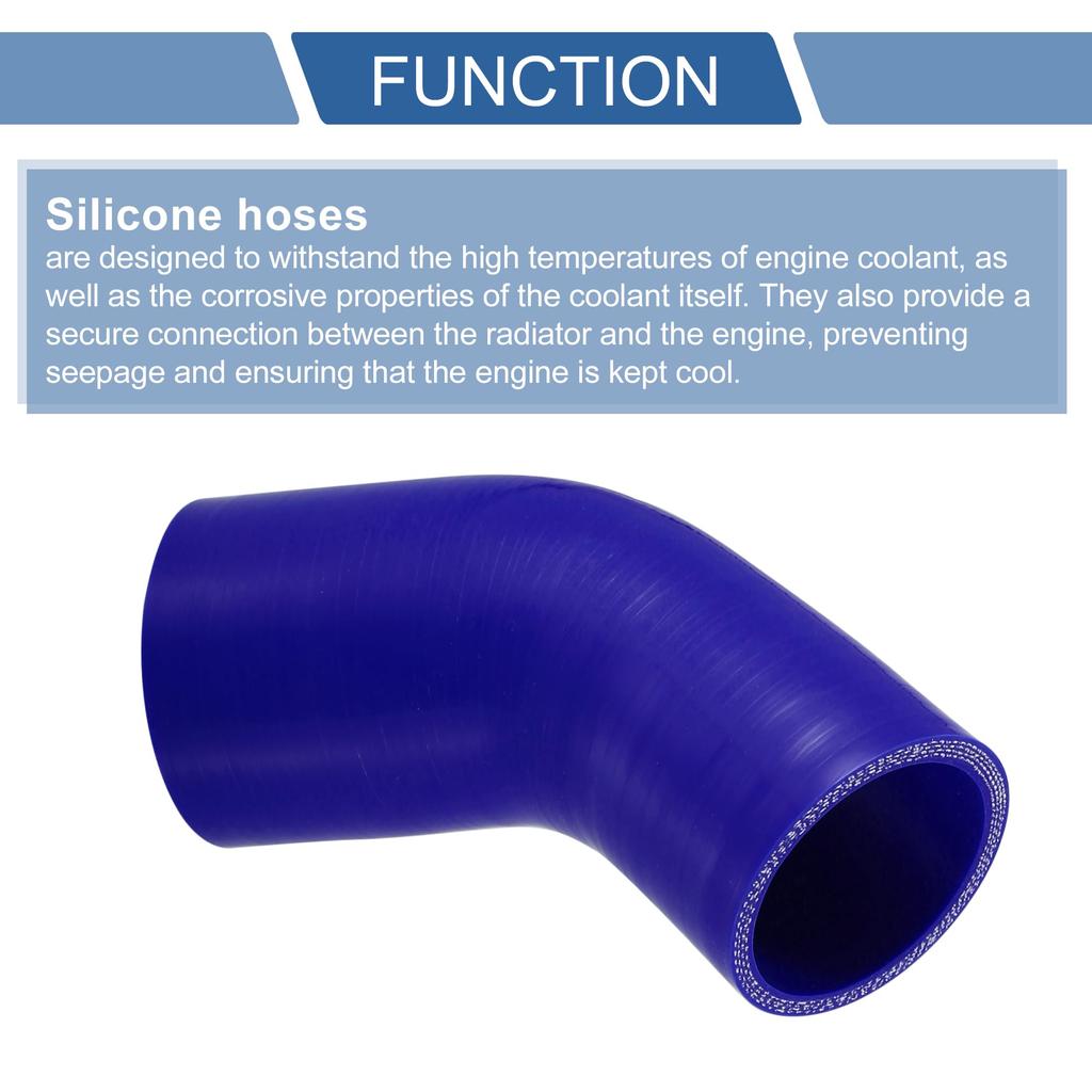 X AUTOHAUX 1pcs 60mm/2.36"-70mm/2.76" Inner Diameter 90mm/3.54" Length 45 Degree Blue Car Silicone Hose Hose Universal