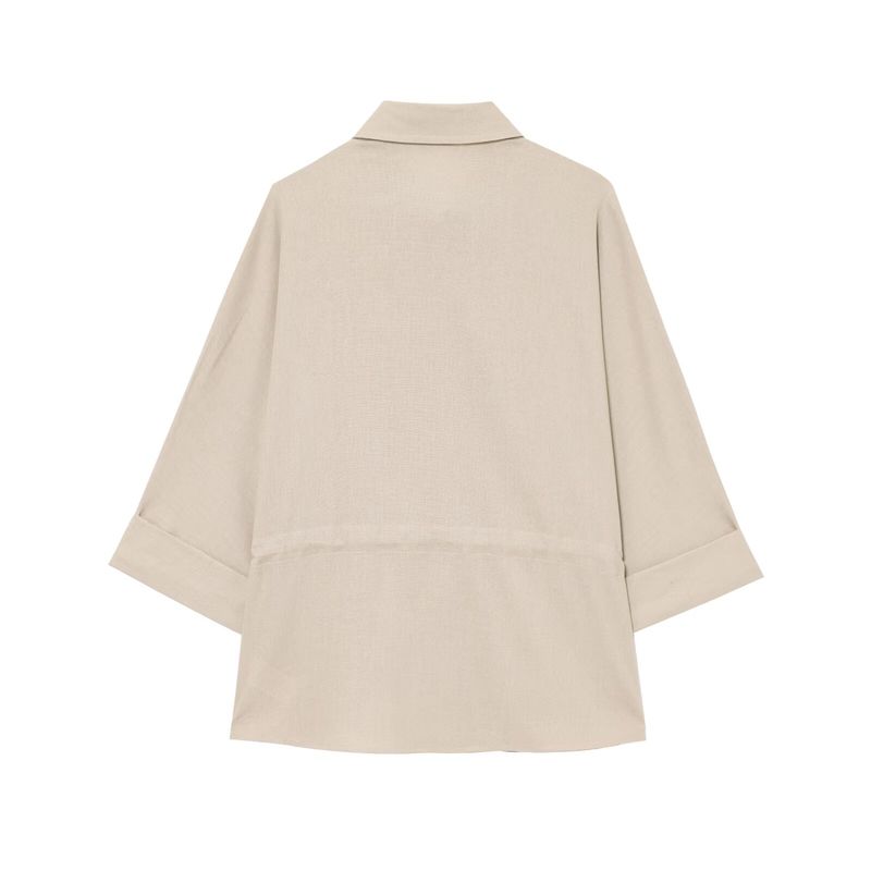 Zab Autumn New Women Clothes Western Style French Style Design Linen Blend Travel Hunting Suit Shirts 2768939