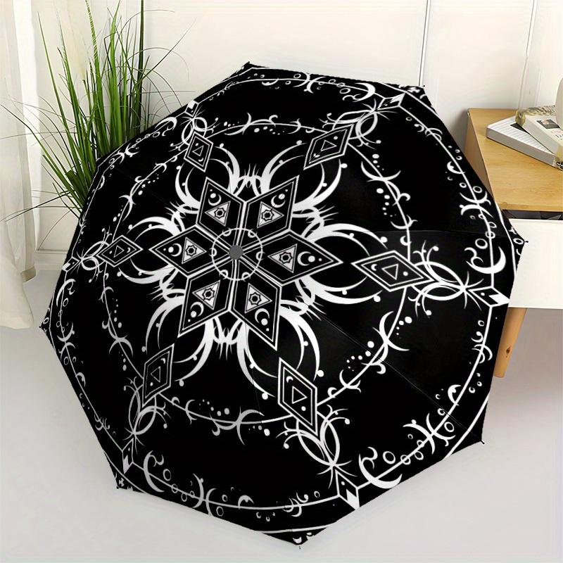 1pc Mystic Symbolism Automatic Umbrella - 8-Rib Foldable Design, Outdoor Adventures, and Family Celebrations Yy250829039