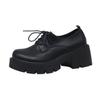 New Autumn Spring Oxford Shoes For Women Solid Leather Casual Shoes Woman Flats Lace Up Thick Bottom High Heels Platform Shoes