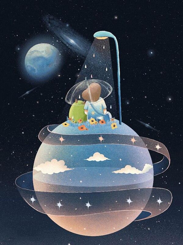 

5D Diy алмазная живопись мультфильм дети Луна Ночной пейзаж набор для вышивки крестом горный хрусталь мозаика художественные фотографии украшение дома подарок Full Round 20x30CM