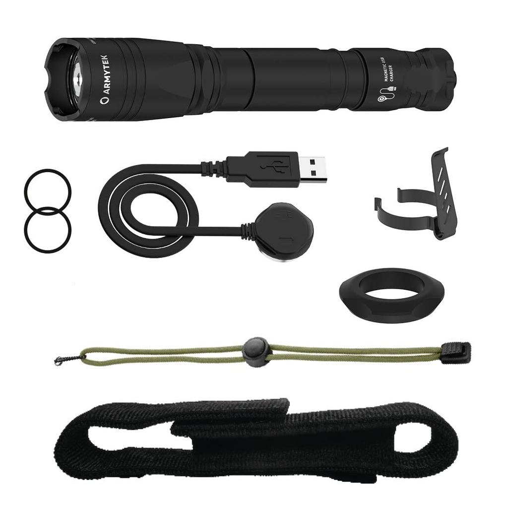 Taktická svítilna ARMYTEK DOBERMANN PRO XHP35 HI Bílé světlo Magnetické nabíjení 18650 Dobíjecí (Vestavěná baterie)