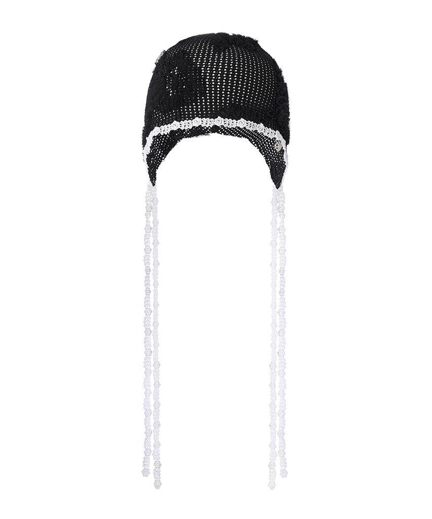 CRANK Lace Crochet Bonnet_Black