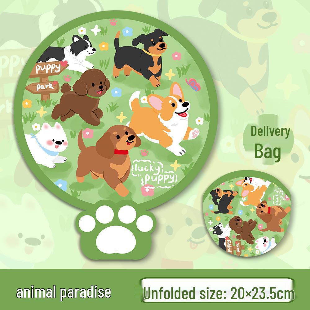 Ins Cute Reflector Cartoon Heart Folding Hand Fan - Portable Round Fan for Photos