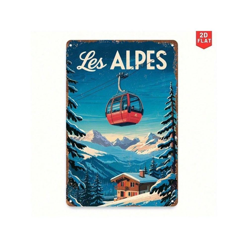Vintage Metallwandkunst Skifahren Berg Poster Heimdekoration