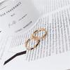 Korean Style Rose Gold Rhinestone Shell Tail Ring - Colorful Titanium Steel Finger Accessory for Women