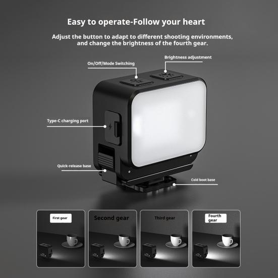 LED Magnetic Camera Light Dimmable 3 Color Temperatures IPX4 Waterproof Adjustable Mini Fill Light for Action 5 Pro/for Action 5/for Action 4