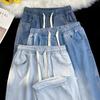 Men's Spring Summer Baggy Jeans Wide Leg Pants Drawstring Trousers Male Y2K