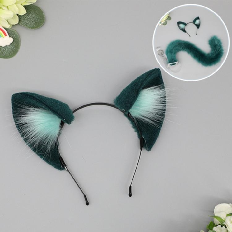 Animal Cosplay Costumes Cats Ears Foxes Tail Plush Fuzzy Animal Ears Hairhoop Foxes Tail Halloween Dress Up Party Props