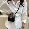 2025 New Women's Bag European and American Trend Women's Bag PU Bag Shoulder Messenger Bag Solid Color Crocodile Pattern Small Square Bag